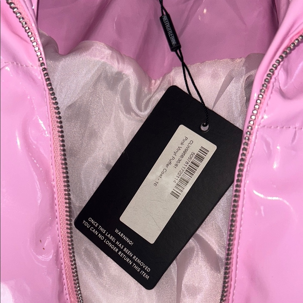 Pretty Little Things Pink Puffer Jacket NWT - Picture 3 of 5